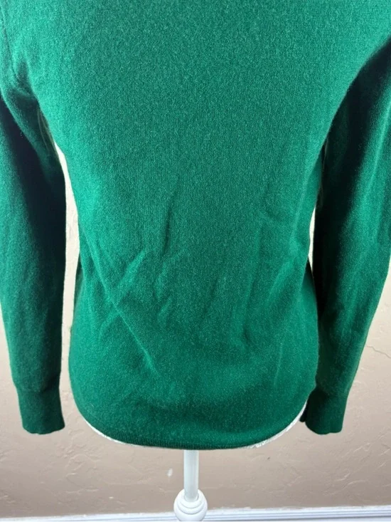 J. Crew Kelly Green Sparkle Heart Cashmere Sweater Women’s Size Medium - Picture 9 of 10